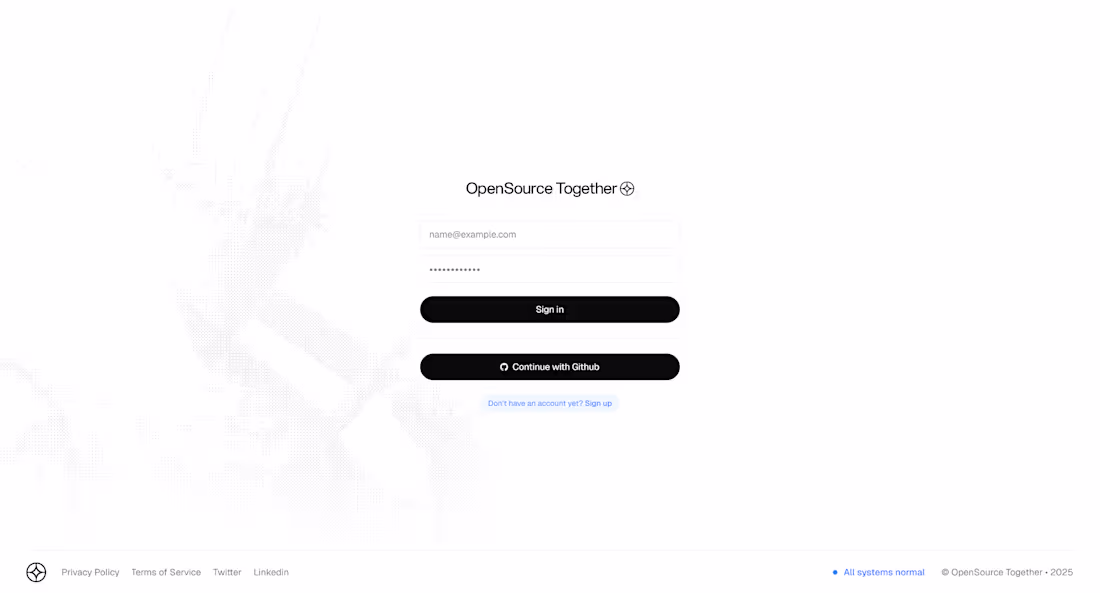 Cover image for OpenSource Together Login Page