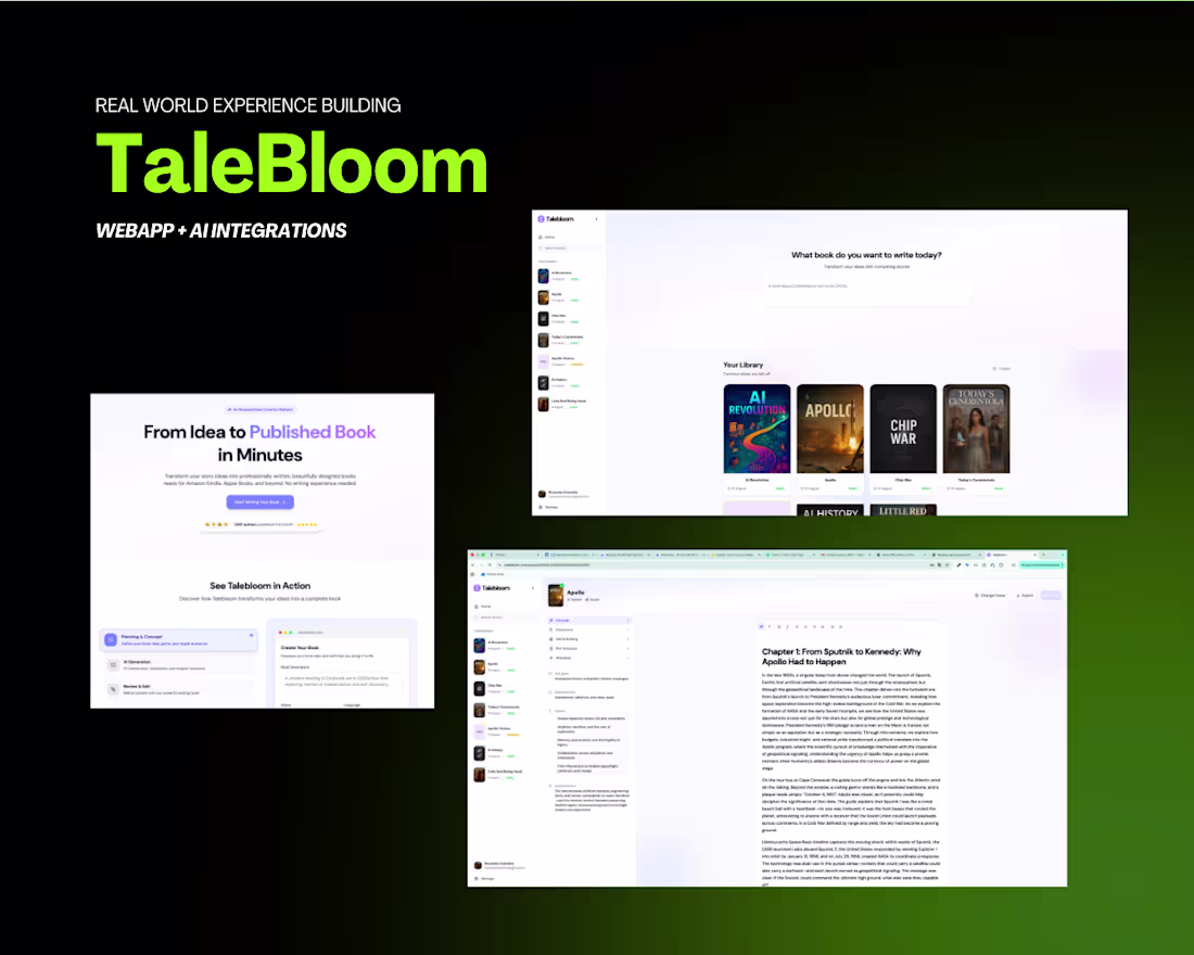 Cover image for On TaleBloom I have worked to create a full webapp with ai a...