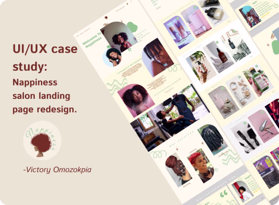 Cover image for A case study on a salon landing page redesign on Behance