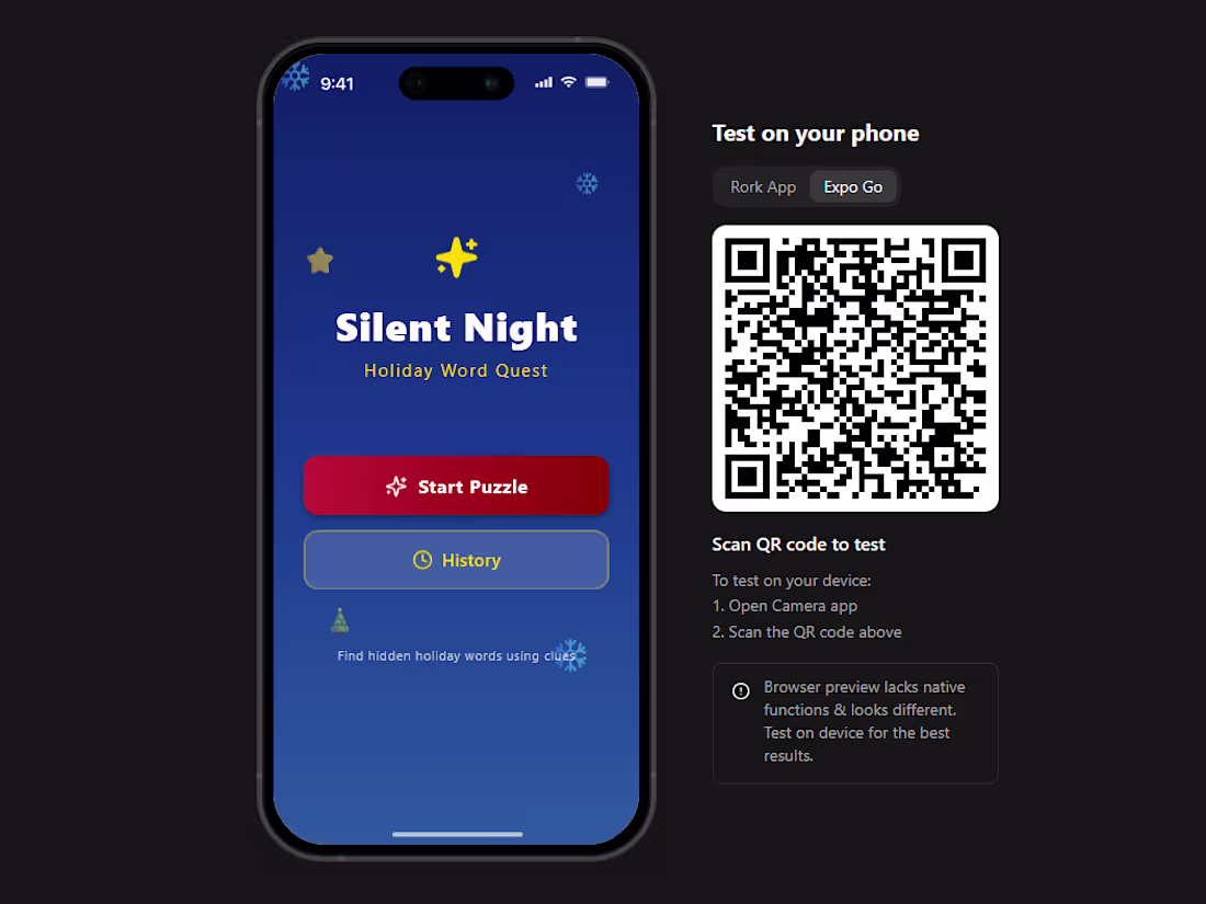 Cover image for Silent Night: Holiday Word Quest A holiday-themed word puzzl...