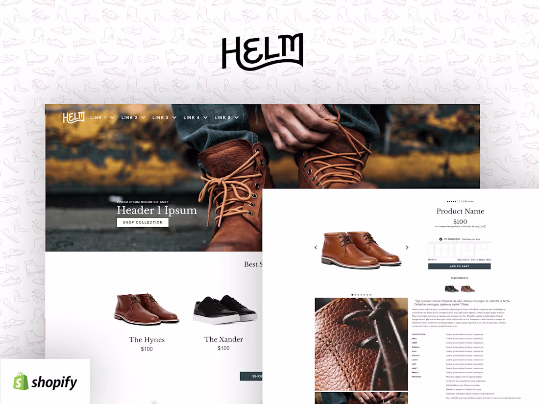 Cover image for Shopify design for helmboots.com