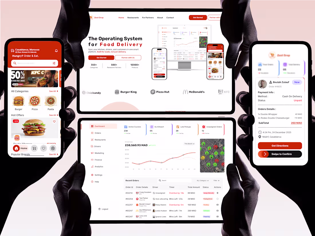 Cover image for Food Delivery App, Dashboard&Website | UI/UX Case Study