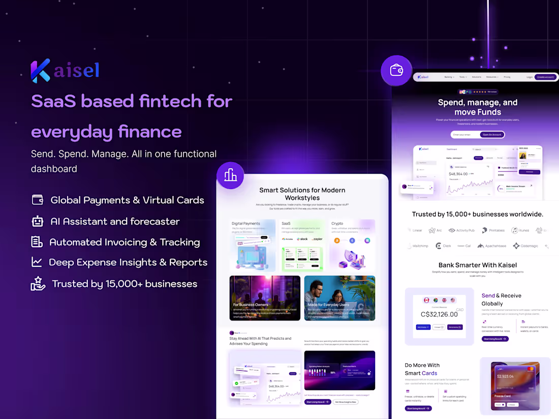 Cover image for Kaisel- A SaaS Fintech Design, led to 89% onboarding completion