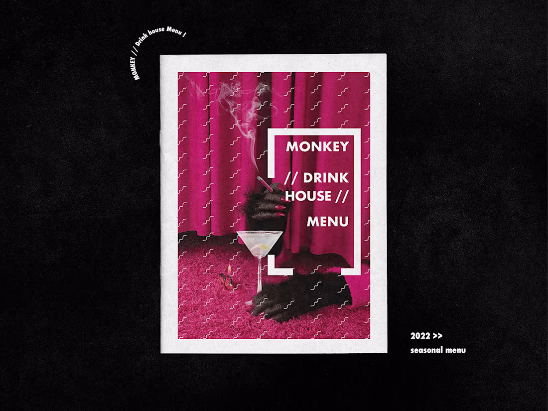 Cover image for Monkey | Drink house Menu on Behance
