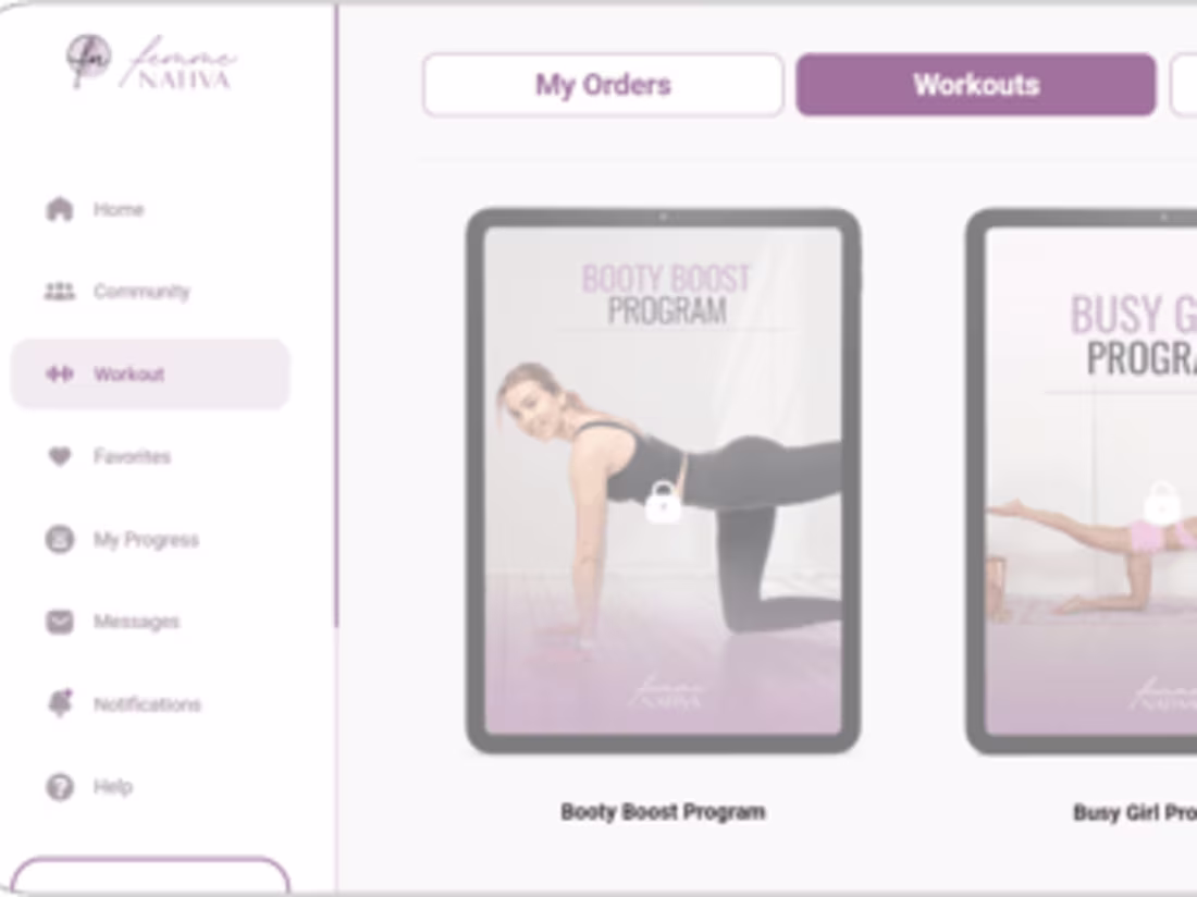 Cover image for Femme Nativa - a video-on-demand fitness app by Rachael Attard