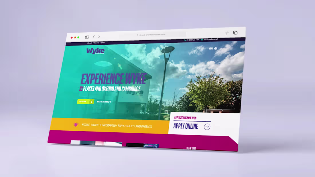 Cover image for Bold and colourful website for sixth-form college with a differ…