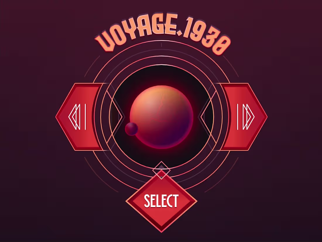 Cover image for Voyage 1930: Retro planet selector (Rive / UI)