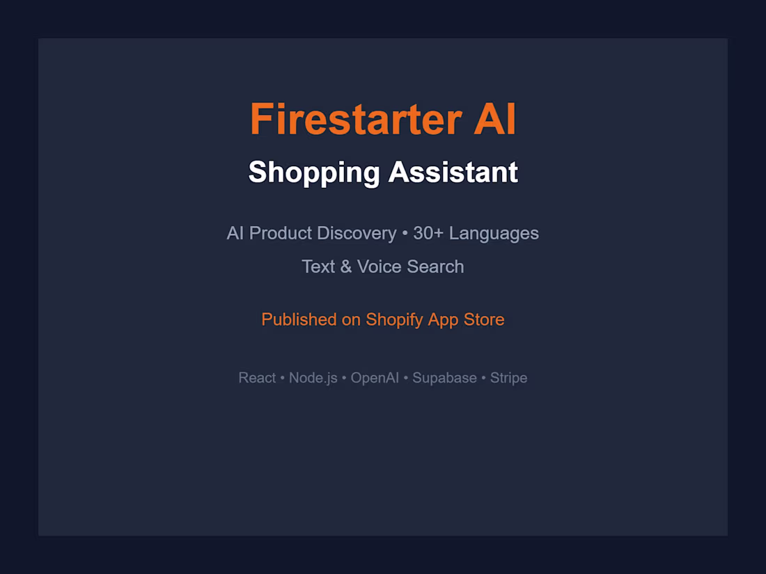 Cover image for Firestarter AI Shopping Assistant — Shopify App