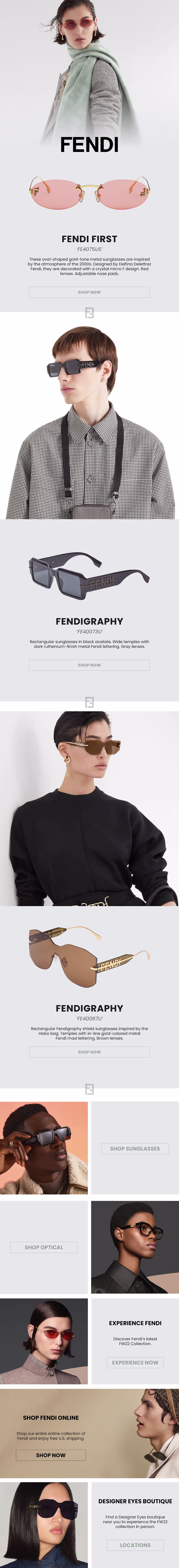 Cover image for Email Blast for Fendi Eyewear.