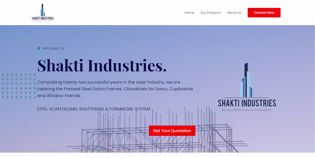 Cover image for Website for Shakti Industries