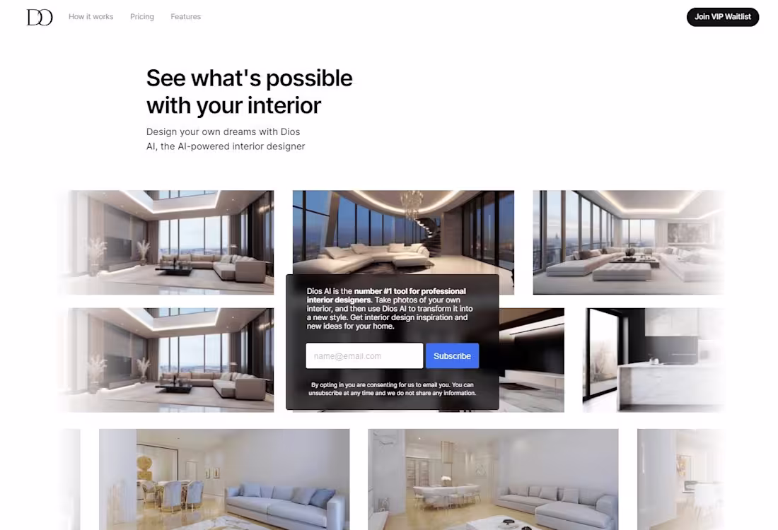 Cover image for Dios AI | Framer Landing Page for Interior Design SaaS