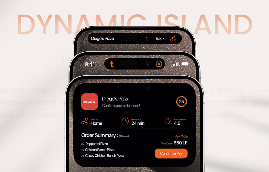 Cover image for talabat for delivery | Dynamic Island | UX/UI :: Behance