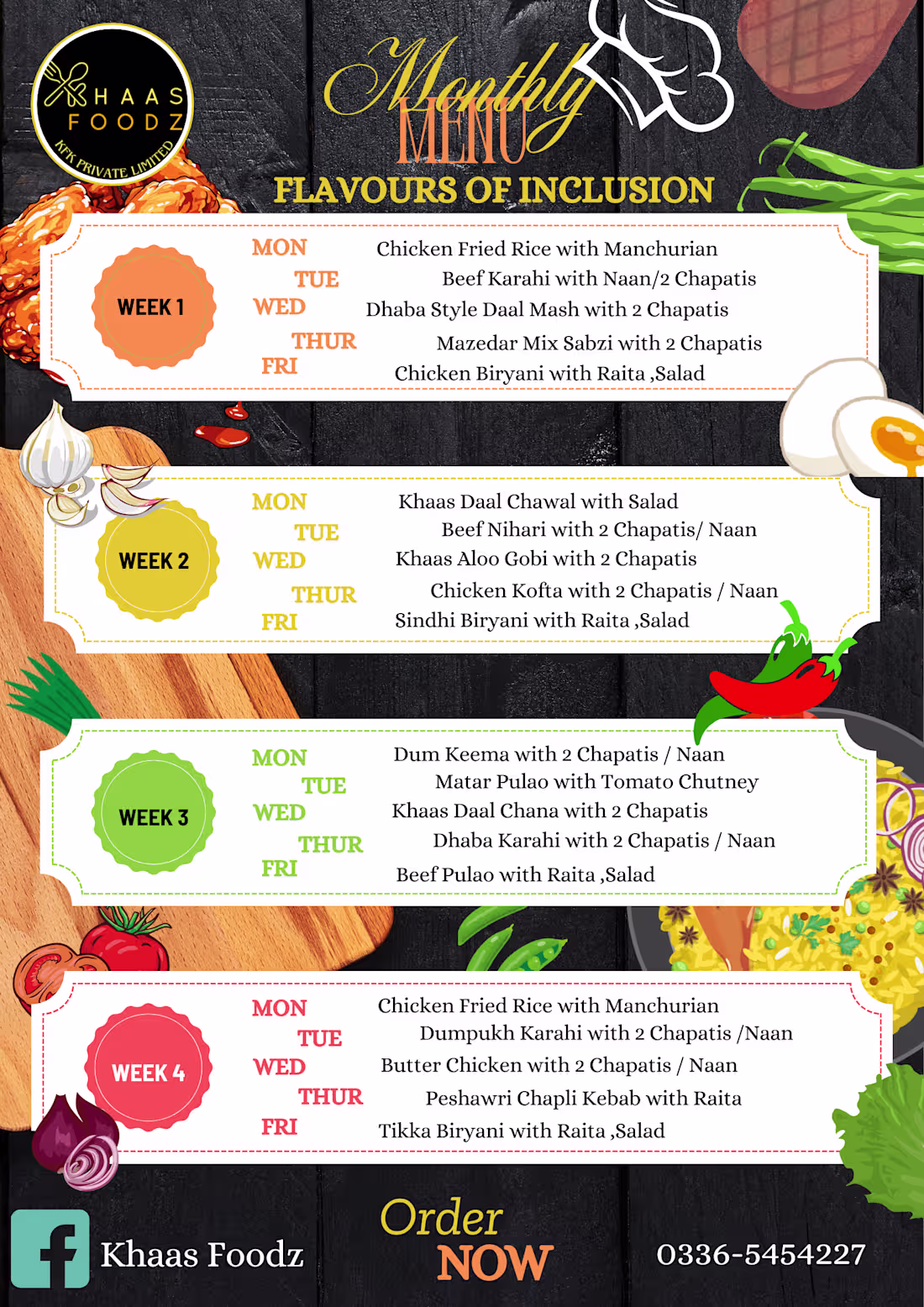 Cover image for Monthly Menu For KFK Pvt Ltd 