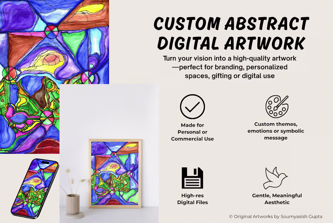Cover image for Custom Digital Abstract Art: Watercolor-Based Originals