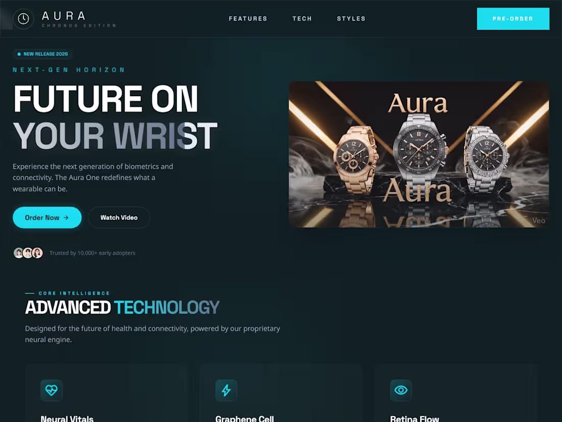 Cover image for Luxury Watch E-Commerce Website (Aura