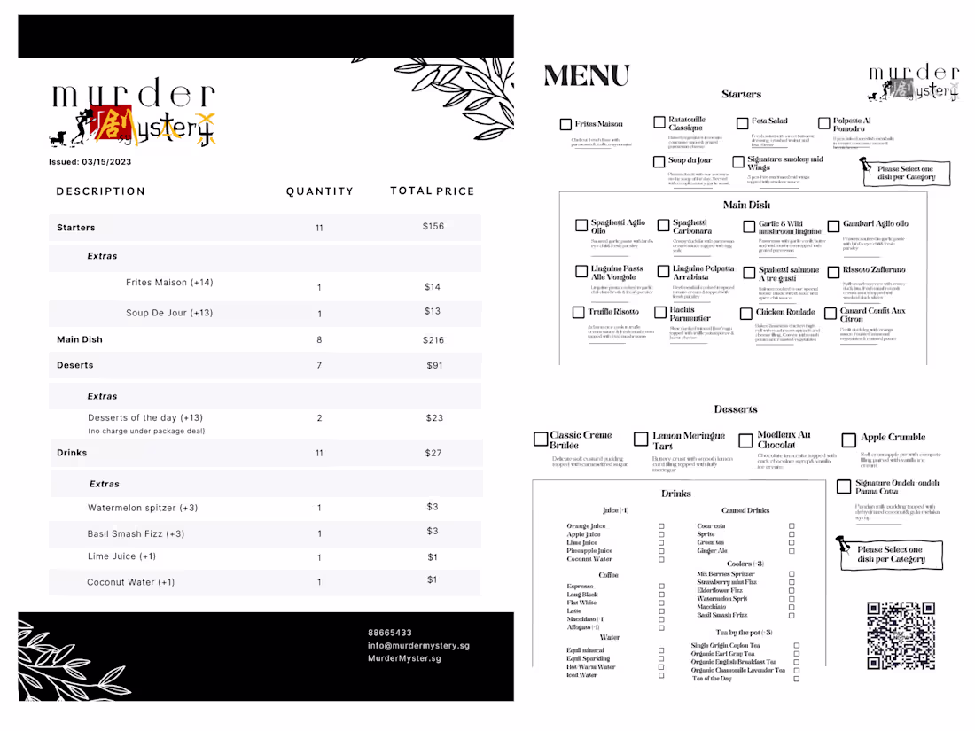 Cover image for Designed a Food Menu for a Private Event