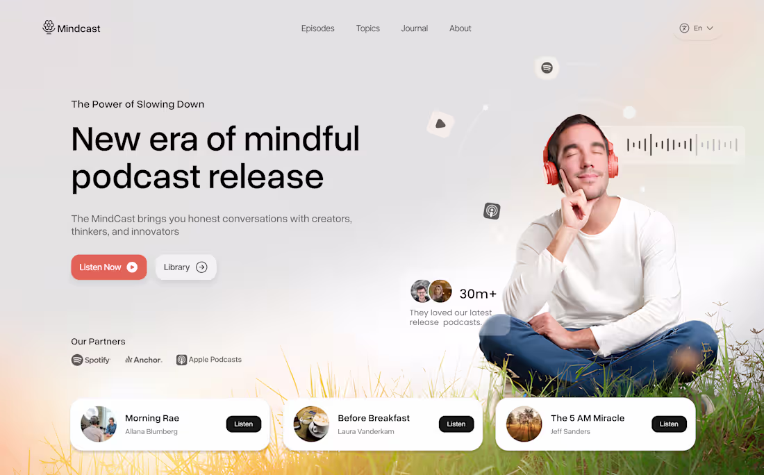 Cover image for Mindcast - Modern Podcast Website Design