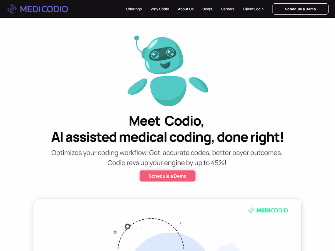 Cover image for Framer Landing page for a AI medical coding assistant