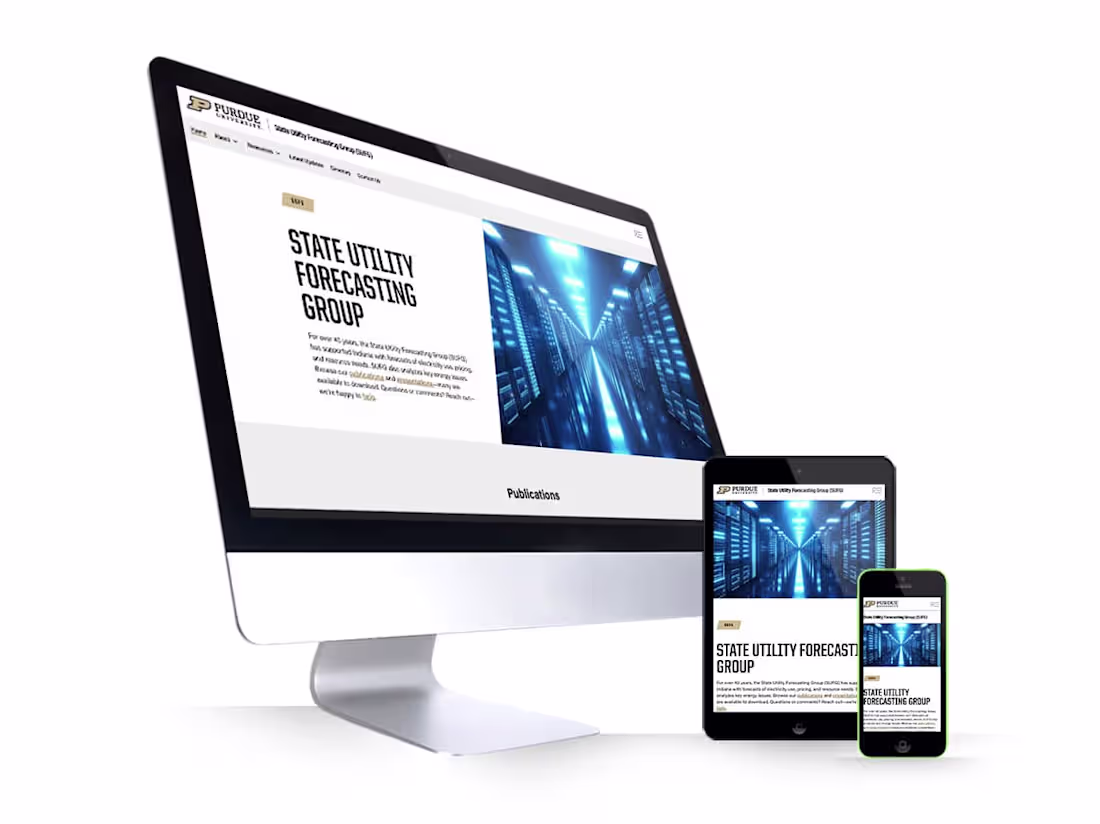Cover image for Purdue State Utility Forecasting Group-Wordpress website design