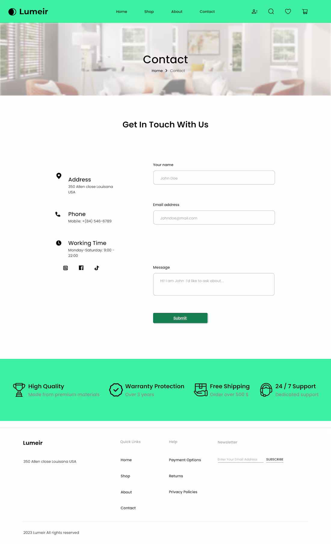 Cover image for The Contact Page for Lumeir