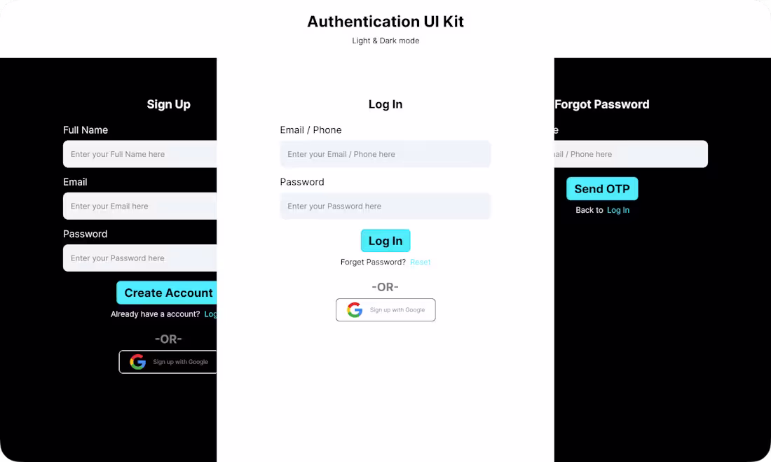 Cover image for Authentication UI kit including sign-in,
