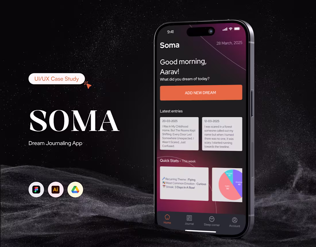 Cover image for SOMA - Dream Journal App | UI/UX Case Study