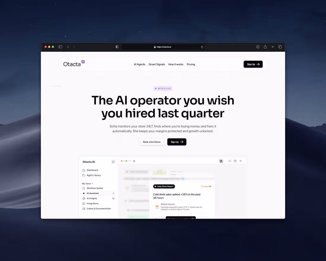 Cover image for Framer Website Design and Development of an AI Startup - Otacta