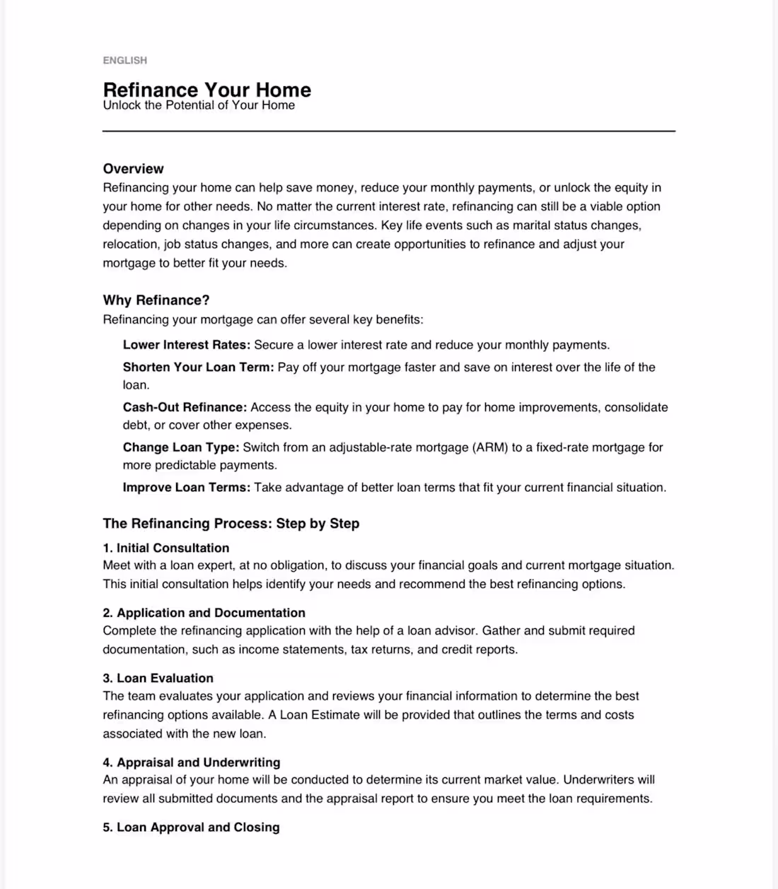 Cover image for Translated a complete home refinancing