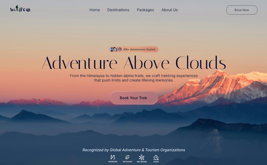 Cover image for Trekking agency landing page design