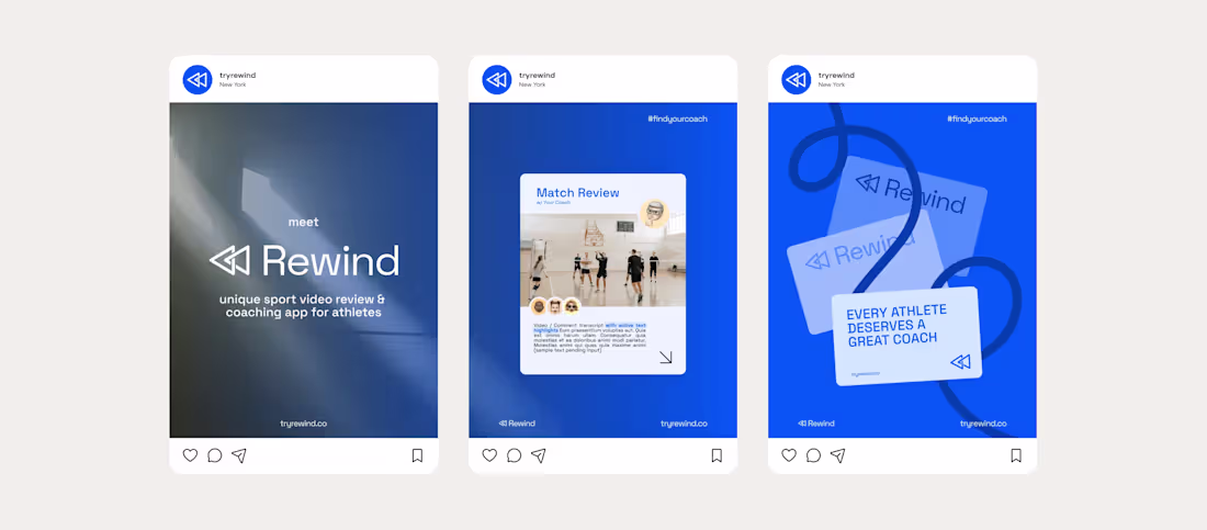 Cover image for Brand Identity & Social Media for a Sports Coaching App | Rewind