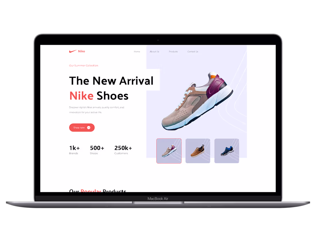 Cover image for Nike Shoes Landing Page