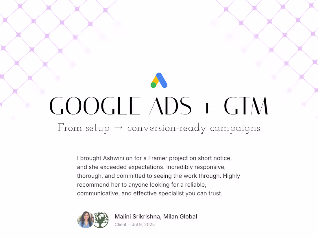 Cover image for Google Ads Set Up for Framer Websites