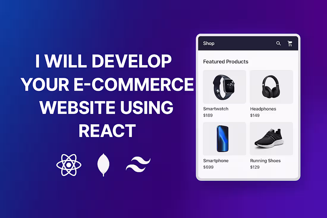Cover image for I will develop an e-commerce website using react
