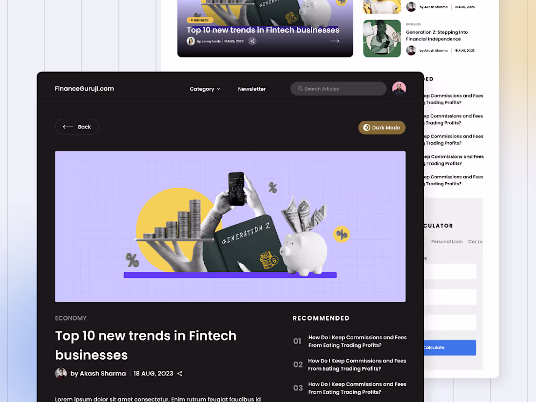 Cover image for Finance Guruji - UI Design