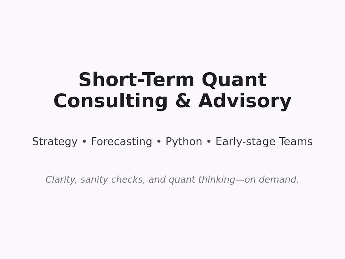 Cover image for Short-Term Quant Consulting / Advisory (Non-Energy Sector)
