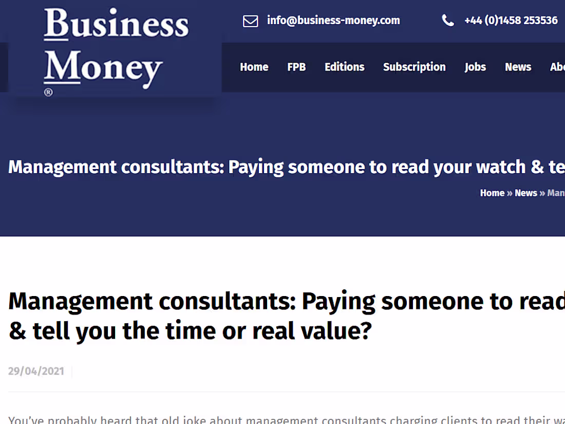 Cover image for Management consultants: Paying someone to read your watch & tel…