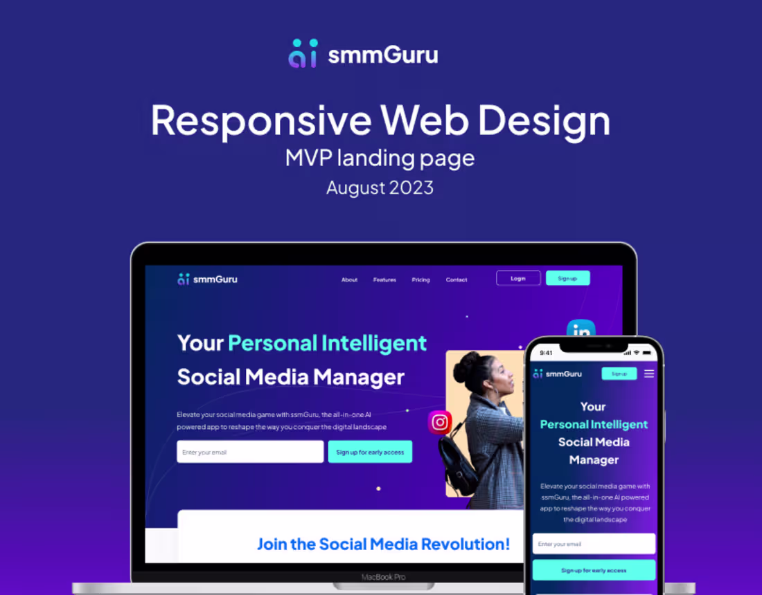 Cover image for Responsive Web Design -MVP landing page on Behance