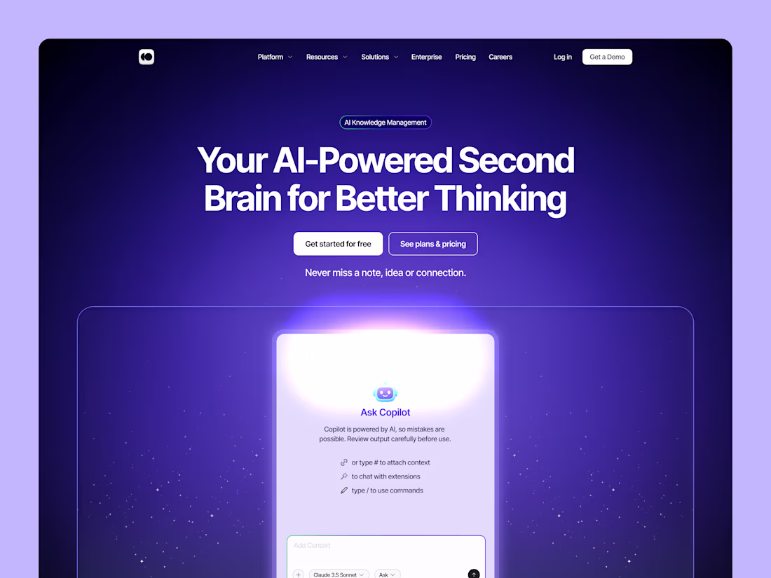 Cover image for Second Brain AI Copilot - Header The interface is designed t...