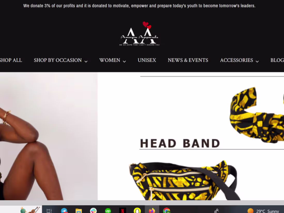 Cover image for E-commerce website for fashion collection brand Amazinapparels.