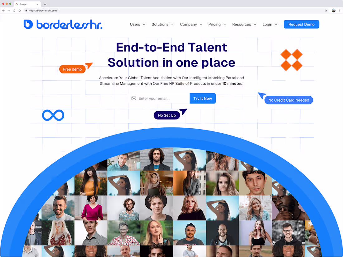 Cover image for Redesign of Borderlesshr Landing Page :: Behance