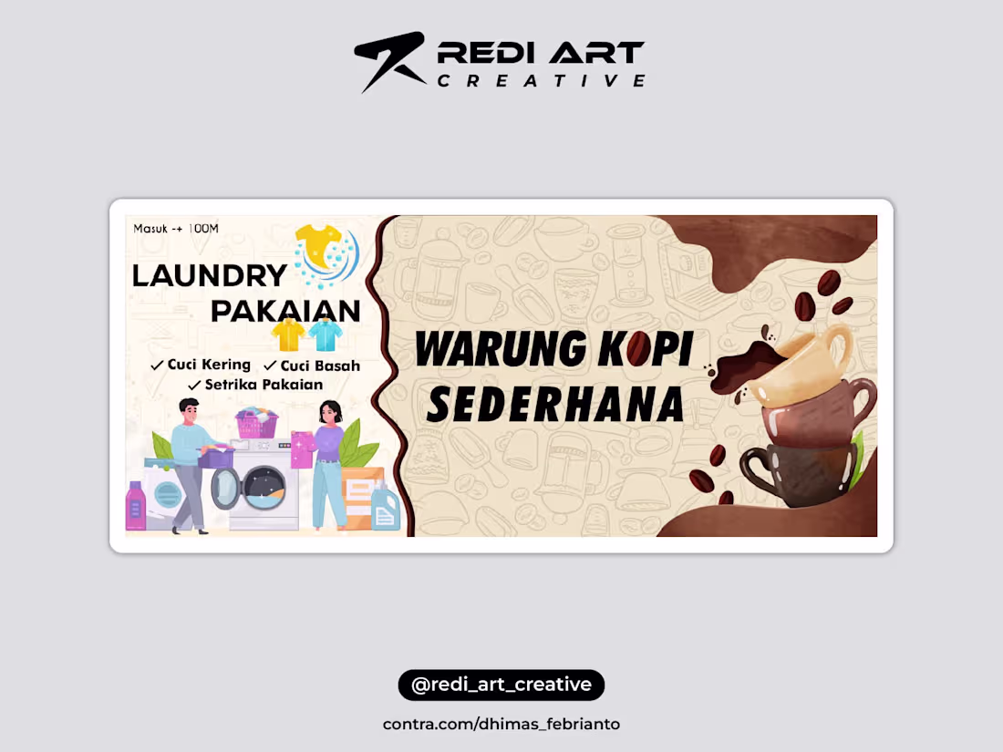 Cover image for Design Banner Warung Kopi Sederhana & Laundri Pakaian