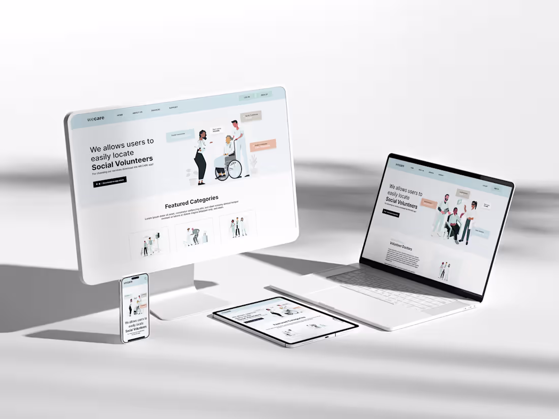 Cover image for UX Case Study for WeCare Mobile App and Web Design.