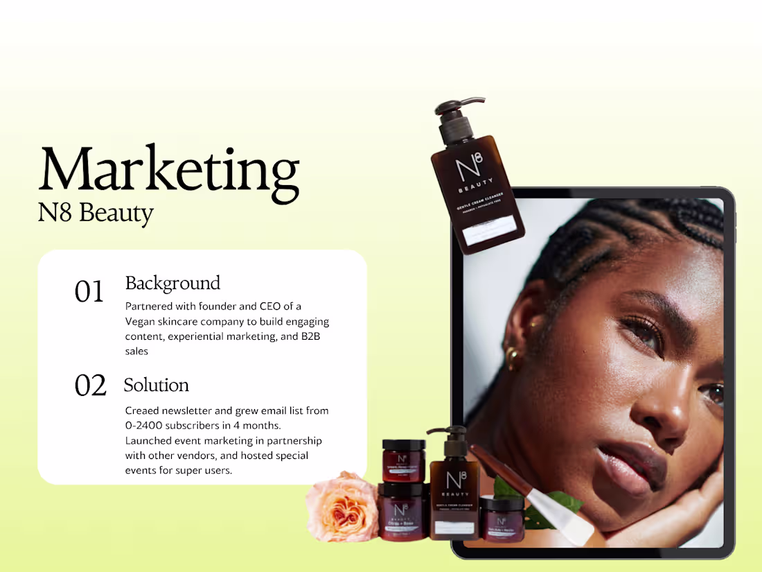 Cover image for Experiential & Email Marketing for N8 Beauty