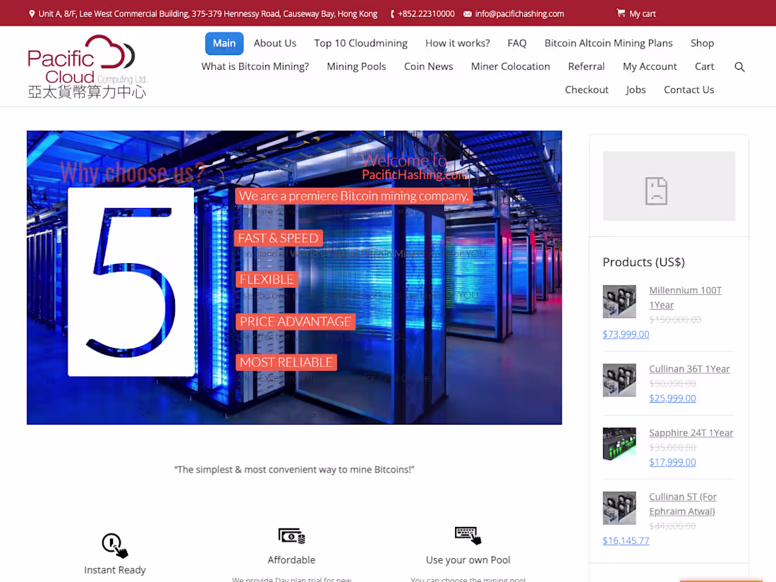 Cover image for Pacific Hashing Mining Services Platform