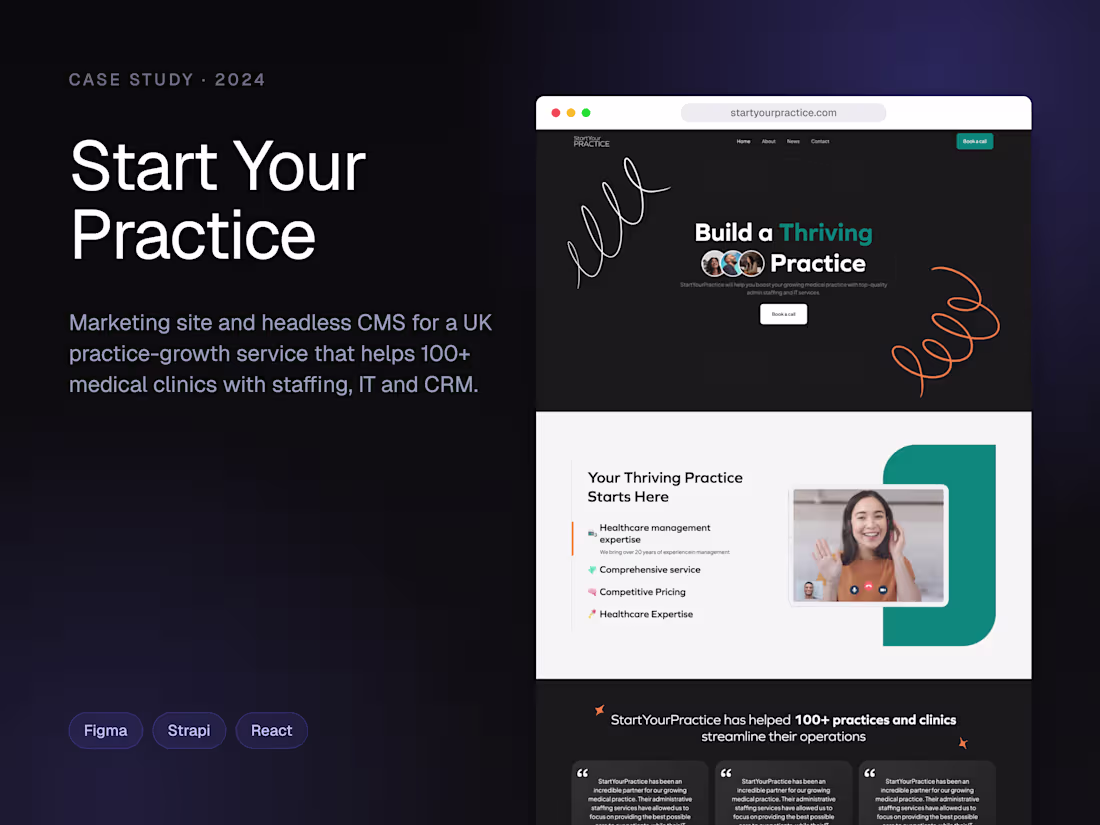 Cover image for StartYourPractice - UK medical practice growth service site