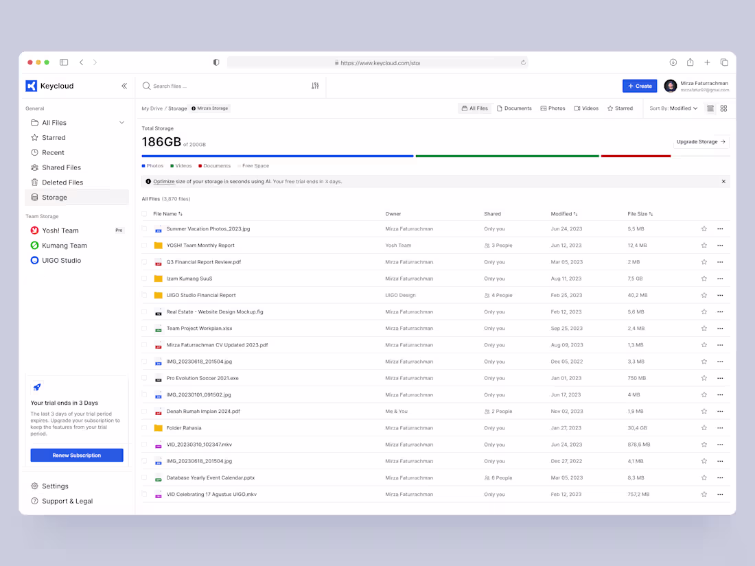 Cover image for AI Integrated Cloud Storage - Dashboard