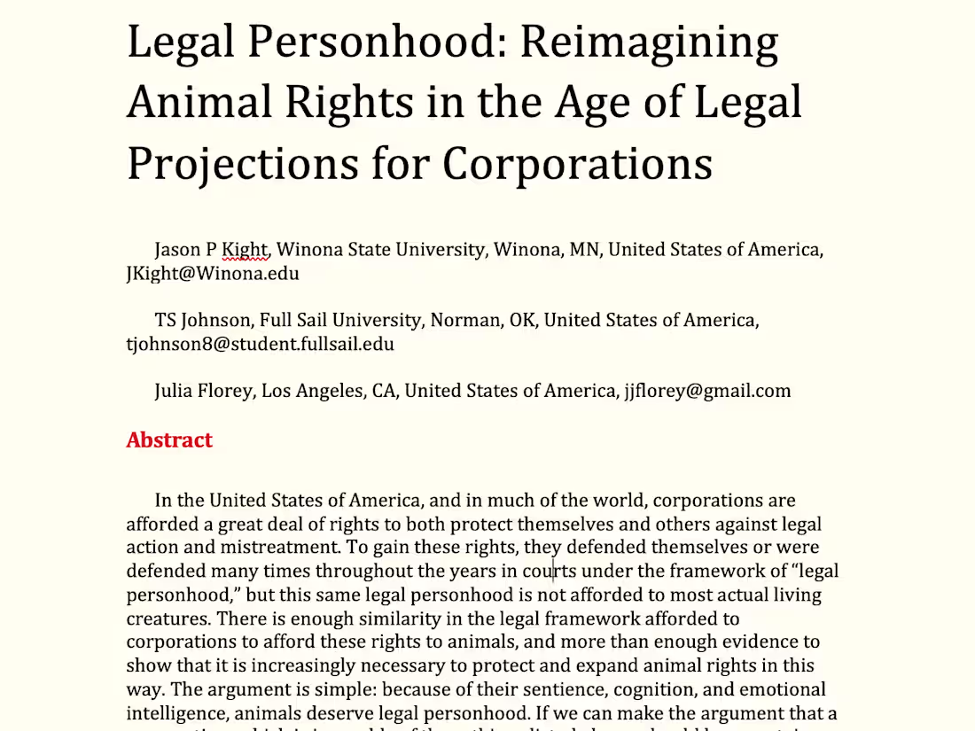 Cover image for Legal Personhood: Reimagining Animal Rights in the Age of Legal 