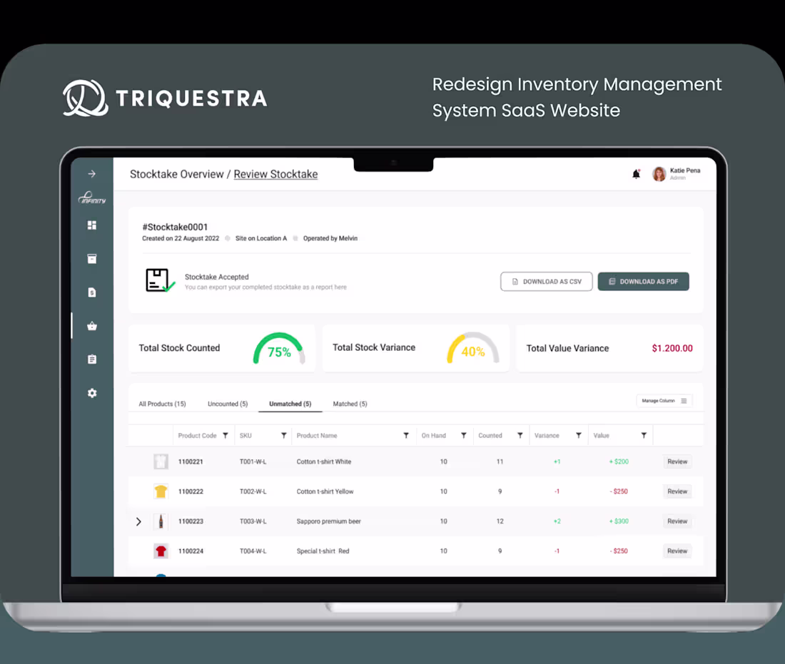Cover image for UX/UI - Redesign Inventory Management System for Triquestra
