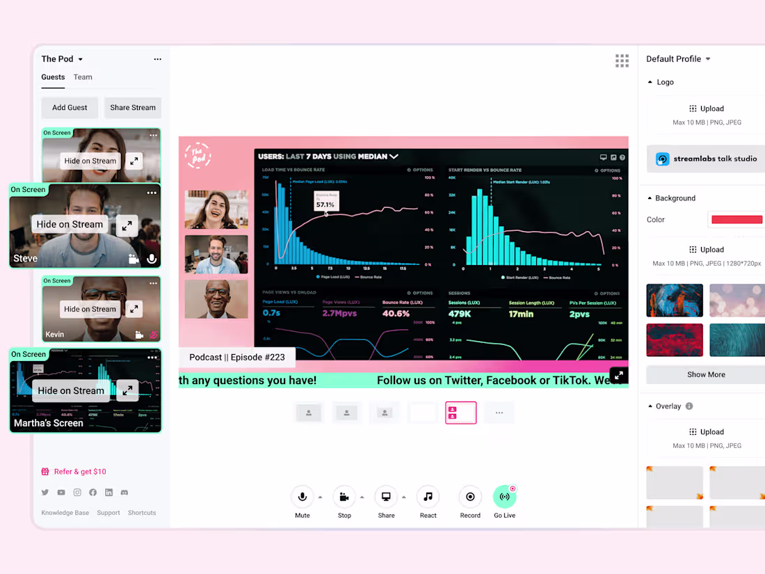 Cover image for Web App design for a podcasting and talk show video platform...