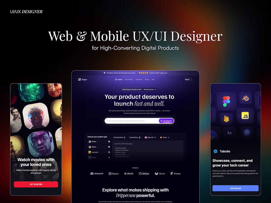 Cover image for Web & Mobile UX/UI Designer | Product Designer | Figma Pro